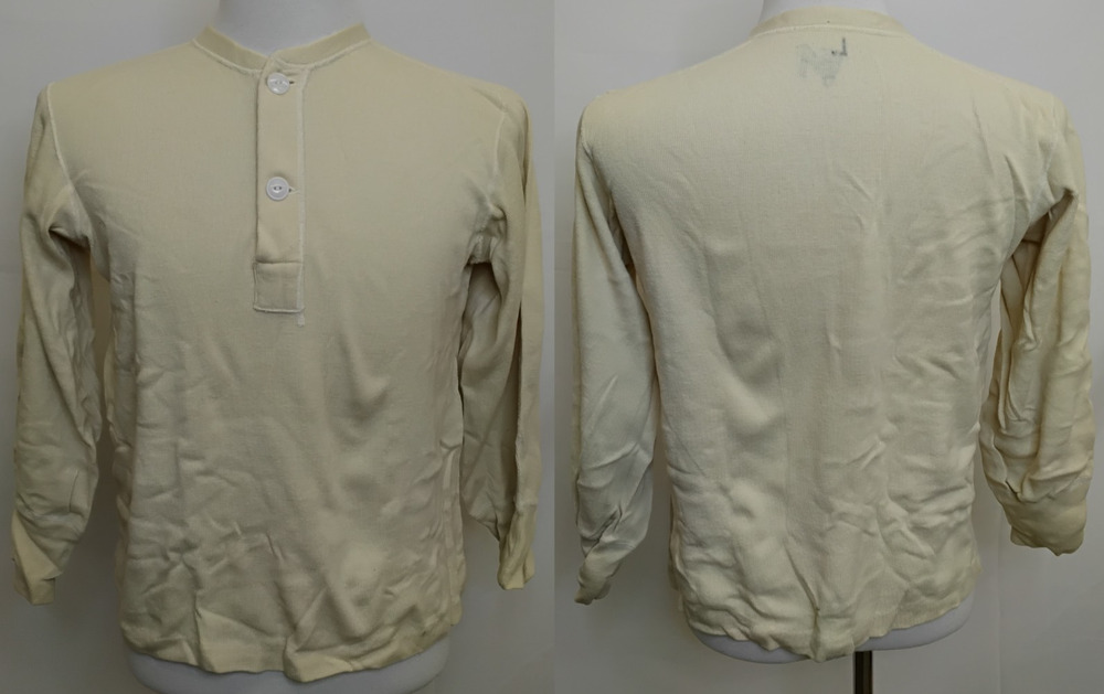 Vintage 50's Shirt Men's M Cream US Military Thermal Henley LS Used #Z5922